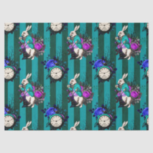 Alice in Wonderland White Rabbit Clock Decoupage Tissue Paper