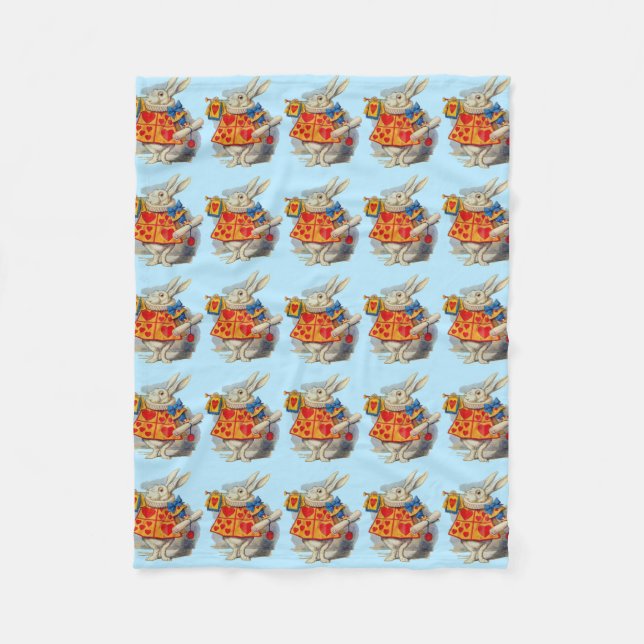 Alice in Wonderland White Rabbit Fleece Blanket (Front)