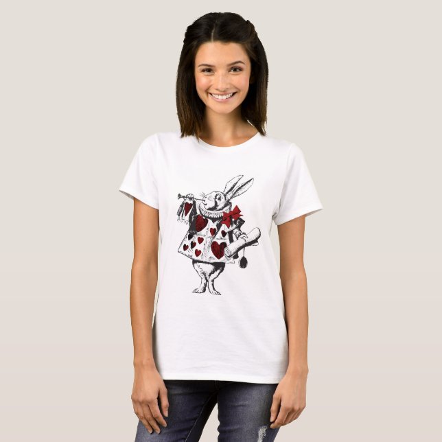 Alice in Wonderland White Rabbit Graphic Tee Shirt (Front Full)