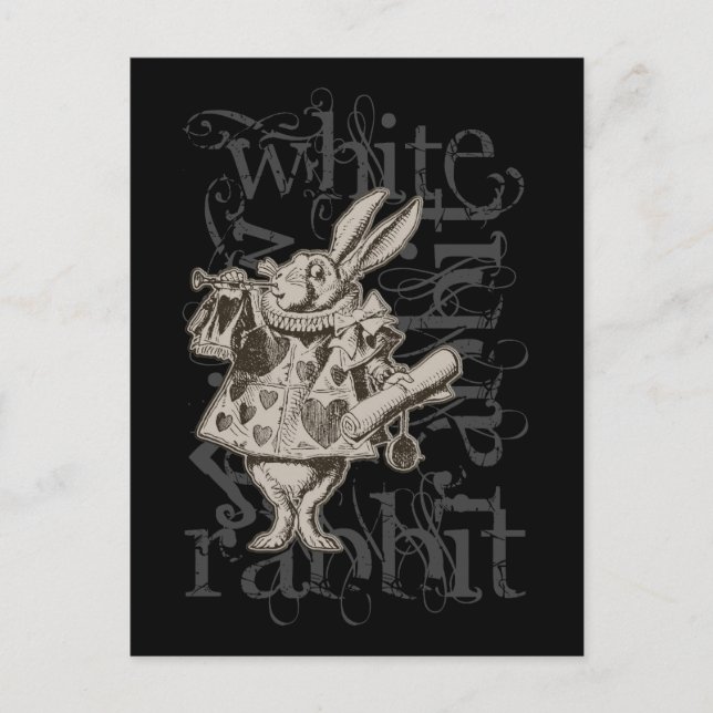 Alice In Wonderland White Rabbit Grunge (Single) Postcard (Front)