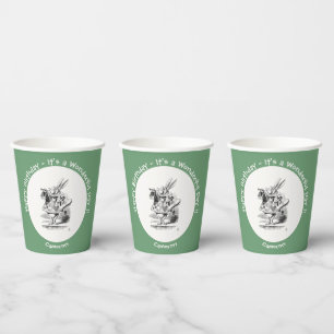 Alice in Wonderland White Rabbit Herald Birthday  Paper Cups