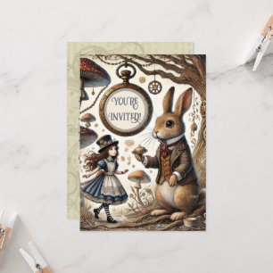 Alice in Wonderland White Rabbit Invitation