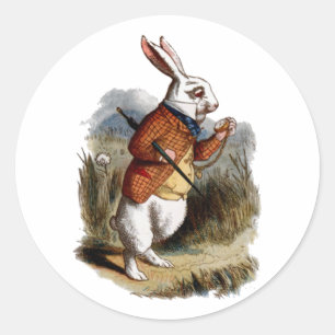 Alice in Wonderland White Rabbit Personalise Classic Round Sticker