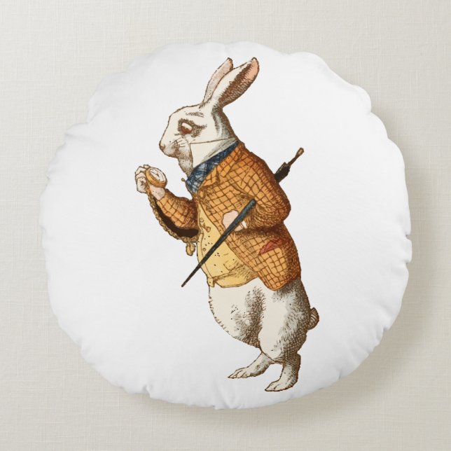   Alice in Wonderland - White Rabbit Round Cushion (Front)