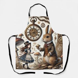 Alice in Wonderland White Rabbit tea Art Apron