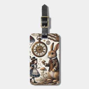 Alice in Wonderland White Rabbit tea Art Luggage Tag