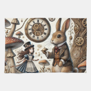 Alice in Wonderland White Rabbit tea Art Towel