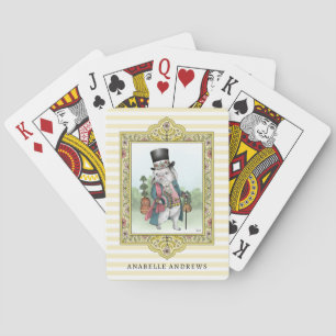 Alice in Wonderland White Rabbit Wearing Clothes Playing Cards