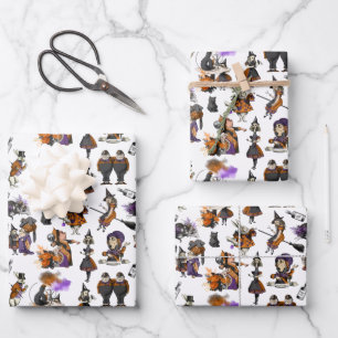 Alice In Wonderland Witches Rabbits Mad Hatter Wrapping Paper Sheet