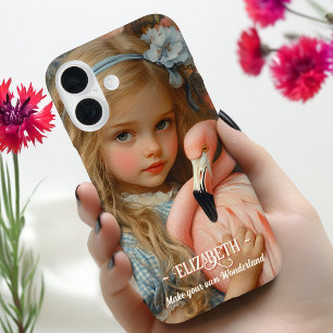 Alice in Wonderland with a Pink Flamingo iPhone 16 Case