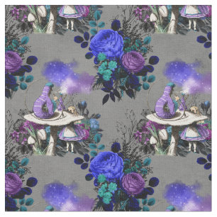 Alice in Wonderland with Caterpillar and Roses Fabric