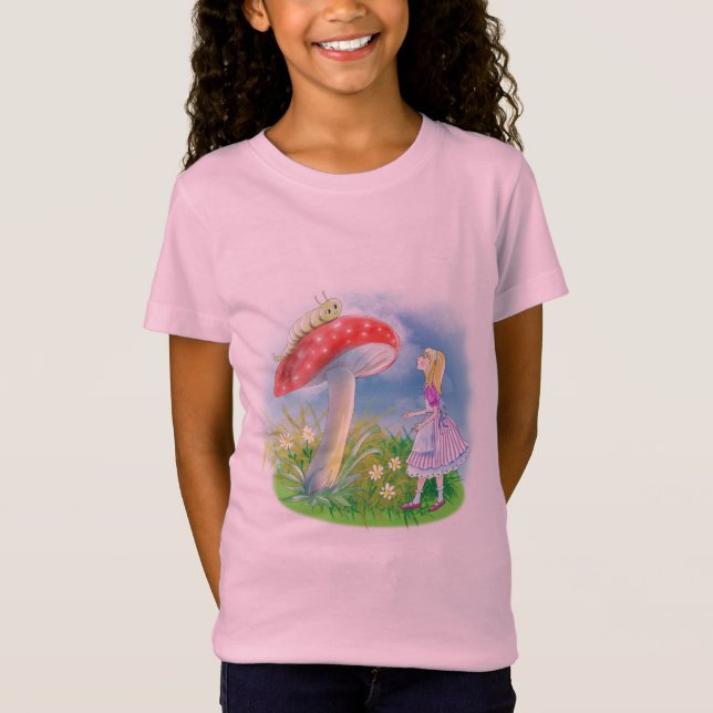 Alice in Wonderland with mushroom and caterpillar T-Shirt (Front)