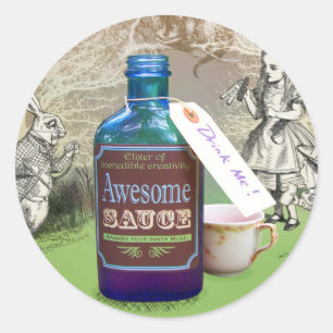 Alice in Wonderland's Awesome Sauce Sheet of Stick Classic Round Sticker