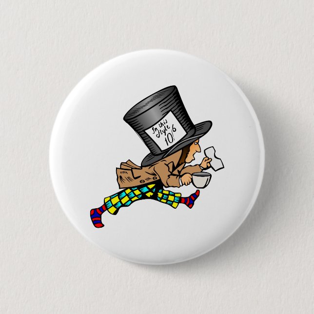 Alice in Wonderland's Mad Hatter 6 Cm Round Badge (Front)