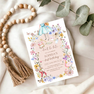 Alice In Worderland Wildflower Birthday Invitation