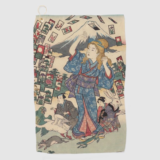 Alice Lost in Japan | Ukiyo-e Floating Wonderland Golf Towel (Front)