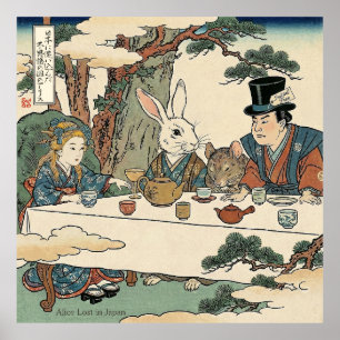 Alice Lost in Japan   Ukiyo-e Mad Tea Party Poster