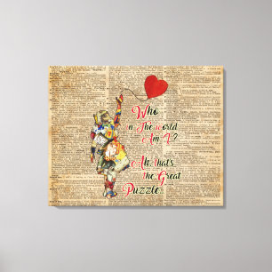 Alice,Mad Hatter &Rabbit Vintage Collage Quote Canvas Print