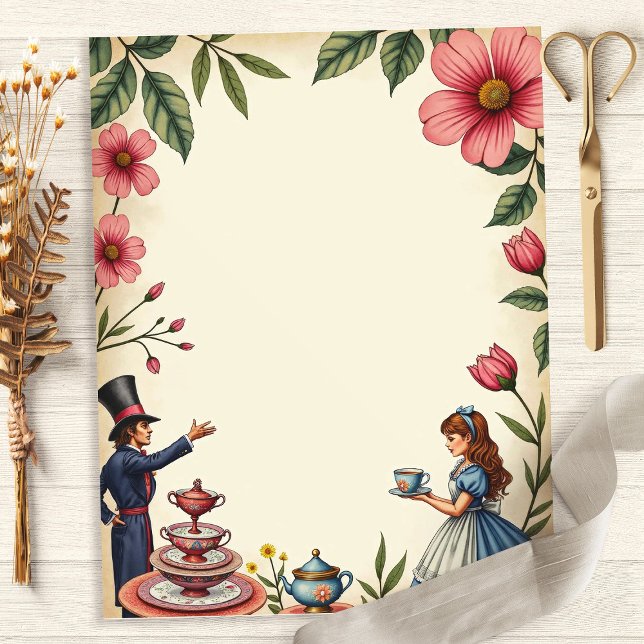 Alice Mad Hatter Tea Party Scrapbook Paper (Creator Uploaded)