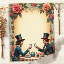 Alice Mad Hatter Tea Party Toast Scrapbook Paper