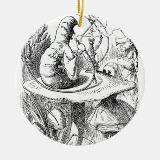 Alice Meets the Caterpillar - Alice in Wonderland Ceramic Tree Decoration