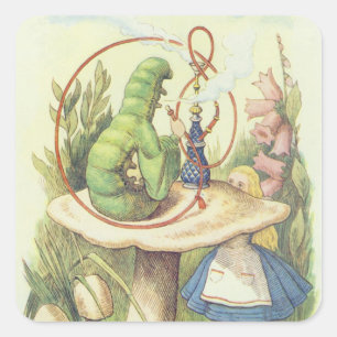 Alice Meets the Caterpillar Square Sticker