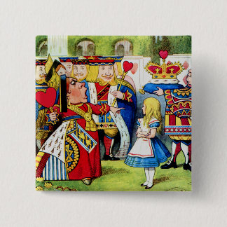 Alice Meets the Queen of Hearts in Wonderland 15 Cm Square Badge