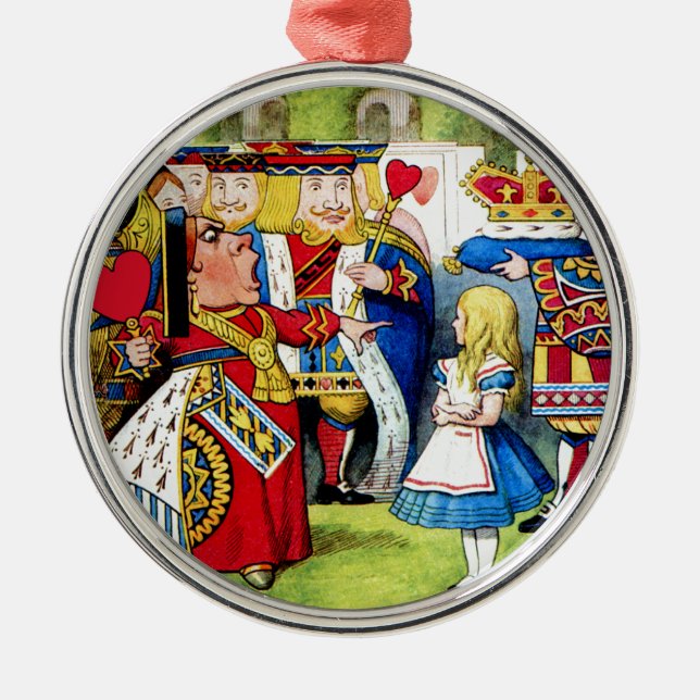Alice Meets the Queen of Hearts in Wonderland Metal Tree Decoration (Front)