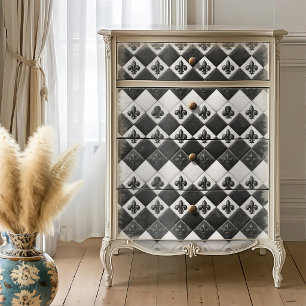 Alice Monochome Fleur de Lis Tile Decoupage Tissue Paper