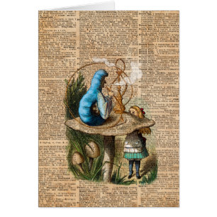 Alice,Mushroom and Jin,Vintage Dictionary Art