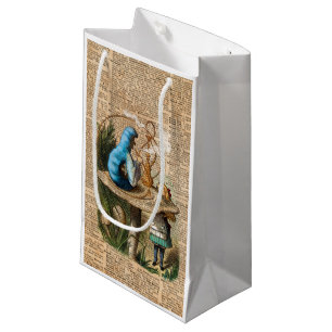 Alice,Mushroom and Jin,Vintage Dictionary Art Small Gift Bag