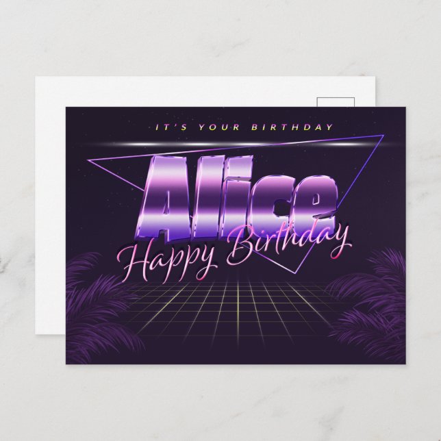 Alice Name Vorname lila Postkarte Geburtstag Postcard (Front/Back)