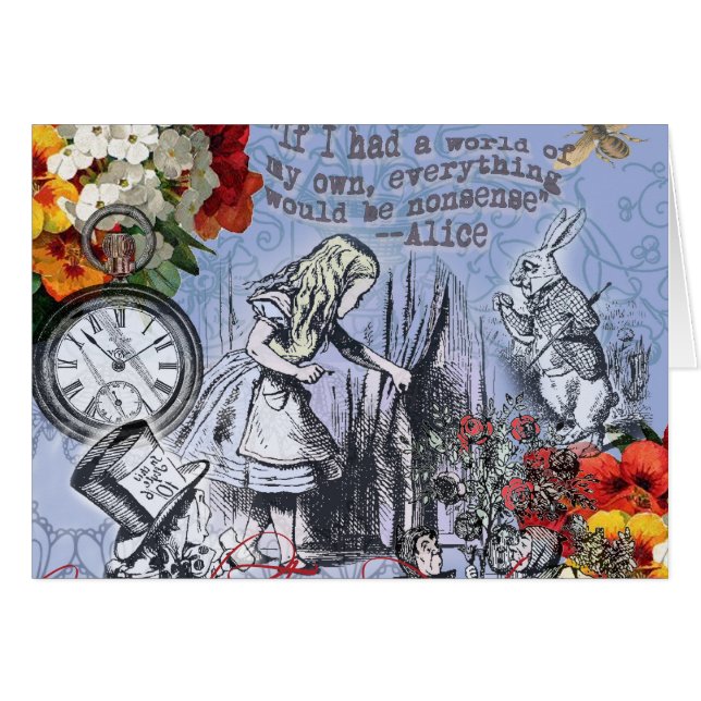 Alice nonsense curtain wonderland - Blue (Front Horizontal)