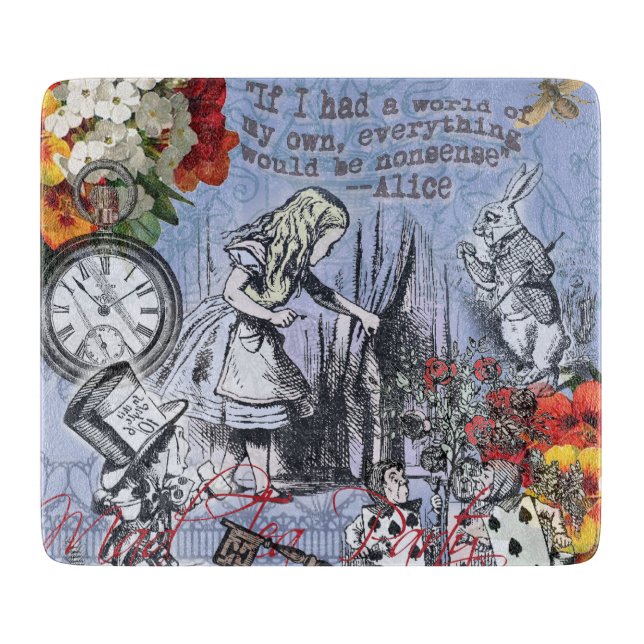 Alice nonsense curtain wonderland - Blue Cutting Board (Front)