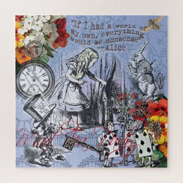 Alice nonsense curtain wonderland - Blue Jigsaw Puzzle (Vertical)