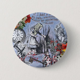 Alice nonsense curtain wonderland classic 6 cm round badge