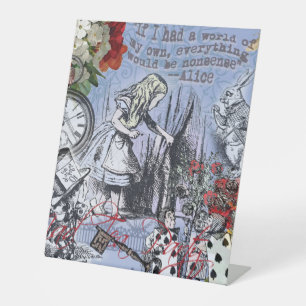 Alice nonsense curtain wonderland classic pedestal sign