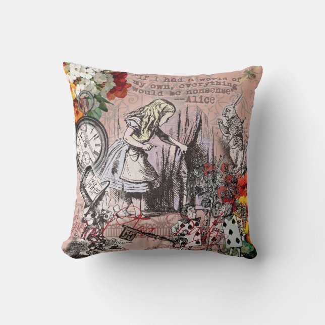 Alice nonsense curtain wonderland cushion (Front)