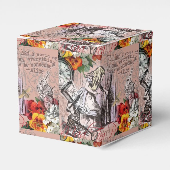 Alice nonsense curtain wonderland favour box (Front Side)