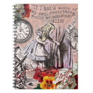 Alice nonsense curtain wonderland spiral notebook