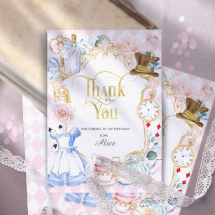 Alice Onederland, Mad hatter, Girl 1st birthday Thank You Card