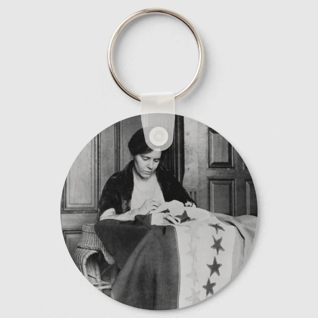 Alice Paul, Sewing Suffrage Flag, 1910s Key Ring (Front)