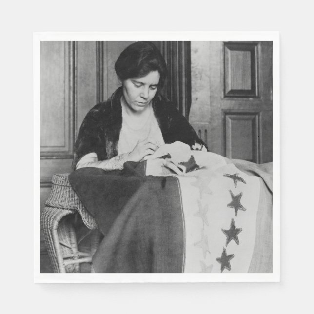 Alice Paul, Sewing Suffrage Flag, 1910s Napkin (Front)