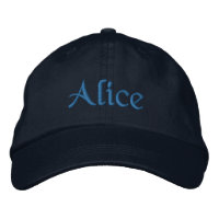 Alice Personalised Embroidered Baseball Cap Blue