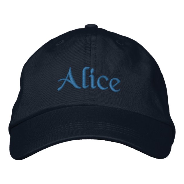 Alice Personalised Embroidered Baseball Cap Blue (Front)