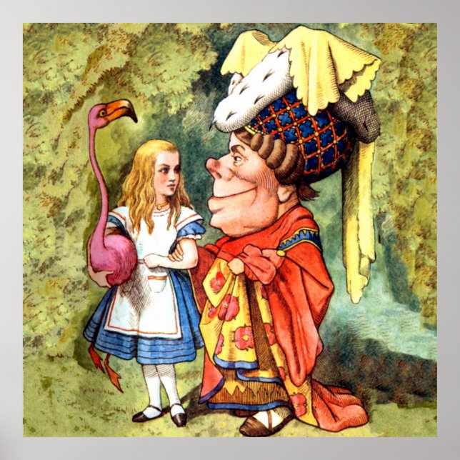 Alice Plays Flamingo Croquet with the Duchess Poster (Front)