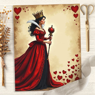 Alice Queen of Hearts Red Sceptre Scrapbook Paper