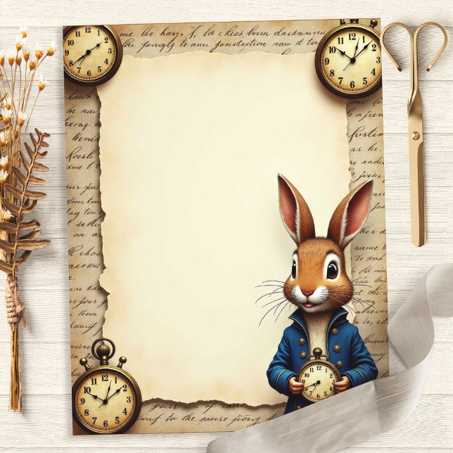 Alice Rabbit and Pocket Watches Scrapbook Paper (Creator Uploaded)