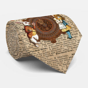 Alice & Rabbit Vintage Dictionary Art Tie