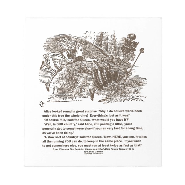 Alice Red Queen Running To Stay In Same Place Notepad (Front)